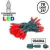 Coaxial Red 70 LED C6 Strawberry Mini Lights Commercial Grade On Green Wire