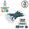 Coaxial *NEW* True Twinkle Pure White 70 LED C6 Strawberry Mini Lights Commercial Grade On Green Wire
