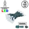 Coaxial Pure White 70 LED C6 Strawberry Mini Lights Commercial Grade On Green Wire
