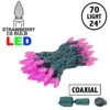 Coaxial Pink 70 LED C6 Strawberry Mini Lights Commercial Grade On Green Wire