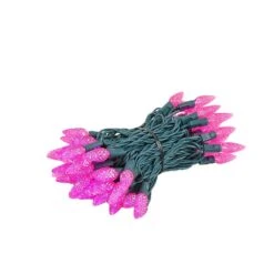 Coaxial Pink 70 LED C6 Strawberry Mini Lights Commercial Grade On Green Wire -Christmas Lights Series 0033725 coaxial pink 70 led c6 strawberry mini lights commercial grade on green wire