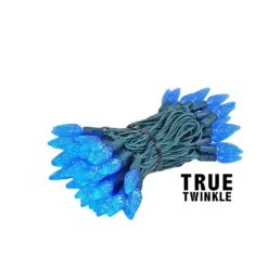 Coaxial *NEW* True Twinkle Blue 70 LED C6 Strawberry Mini Lights Commercial Grade On Green Wire -Christmas Lights Series 0033738 coaxial new true twinkle blue 70 led c6 strawberry mini lights commercial grade on green wire