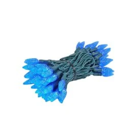 Coaxial Blue 70 LED C6 Strawberry Mini Lights Commercial Grade On Green Wire -Christmas Lights Series 0033741 coaxial blue 70 led c6 strawberry mini lights commercial grade on green wire