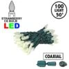Coaxial Warm White 100 LED C6 Strawberry Mini Lights Commercial Grade On Green Wire