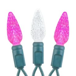 Pink And Pure White 70 LED C6 Strawberry Mini Lights Commercial Grade Green Wire -Christmas Lights Series 0033782 pink and pure white 70 led c6 strawberry mini lights commercial grade green wire