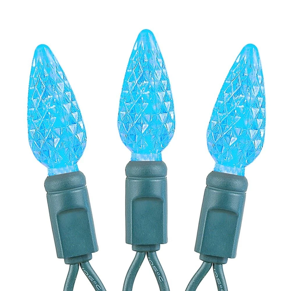 *NEW* True Twinkle Teal 70 LED C6 Strawberry Mini Lights Commercial Grade On Green Wire 4 *NEW* True Twinkle Teal 70 LED C6 Strawberry Mini Lights Commercial Grade On Green Wire - Image 4