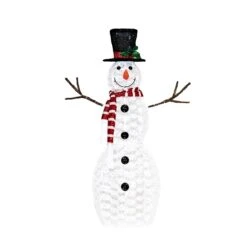 48 In. Snowflake Fabric Snowman With 120 Cool White LED Lights -Christmas Lights Series 0033838 48 in snowflake fabric snowman with 120 cool white led lights