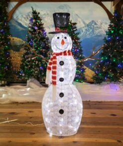 48 In. Snowflake Fabric Snowman With 120 Cool White LED Lights -Christmas Lights Series 0033845 48 in snowflake fabric snowman with 120 cool white led lights