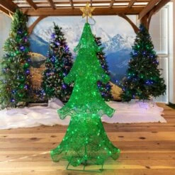 60 In. Christmas Tree With 120 Green LED Lights -Christmas Lights Series 0033849 60 in christmas tree with 120 green led lights