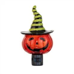 Halloween Night Light - Pumpkin In Witch Hat - Swivel Plug W/LED Bulb -Christmas Lights Series 0033906 halloween night light pumpkin in witch hat swivel plug wled bulb