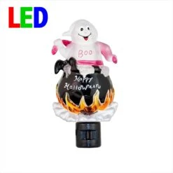 Halloween Night Light - Ghost In Cauldron - Swivel Plug W/LED Bulb