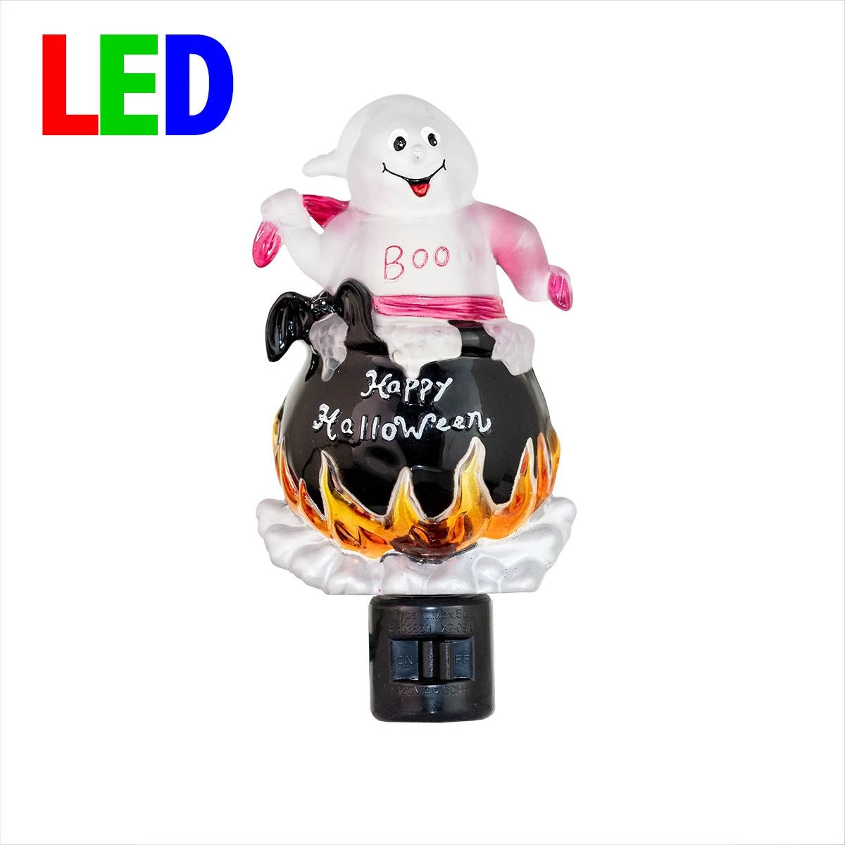 Halloween Night Light - Ghost In Cauldron - Swivel Plug W/LED Bulb 1 Halloween Night Light - Ghost In Cauldron - Swivel Plug W/LED Bulb