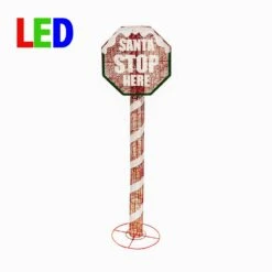 60 In. Santa Stop Sign Decoration With LED Lights
