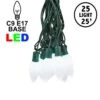 25 Pure White Ceramic LED C9 Pre-Lamped String Lights Green Wire