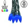 25 Blue Ceramic LED C9 Pre-Lamped String Lights Green Wire