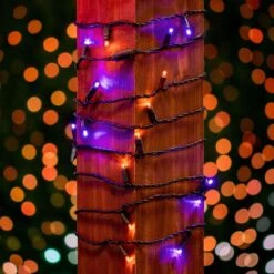 *NEW* True Twinkle LED Mini Lights 50 LED Purple & Orange 25' Long Black Wire -Christmas Lights Series 0034031 new true twinkle led mini lights 50 led purple orange 25 long black wire