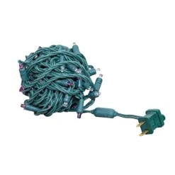 Commercial Grade Wide Angle 50 LED Purple/Pure White 25' Long On Green Wire -Christmas Lights Series 0034032 commercial grade wide angle 50 led purplepure white 25 long on green wire