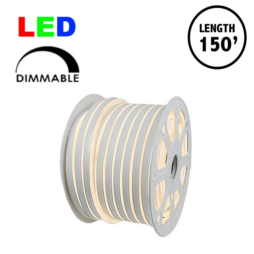 150 Ft Warm White LED Mini Neon Flex Rope Light Spool 120 Volt 1 150 Ft Warm White LED Mini Neon Flex Rope Light Spool 120 Volt