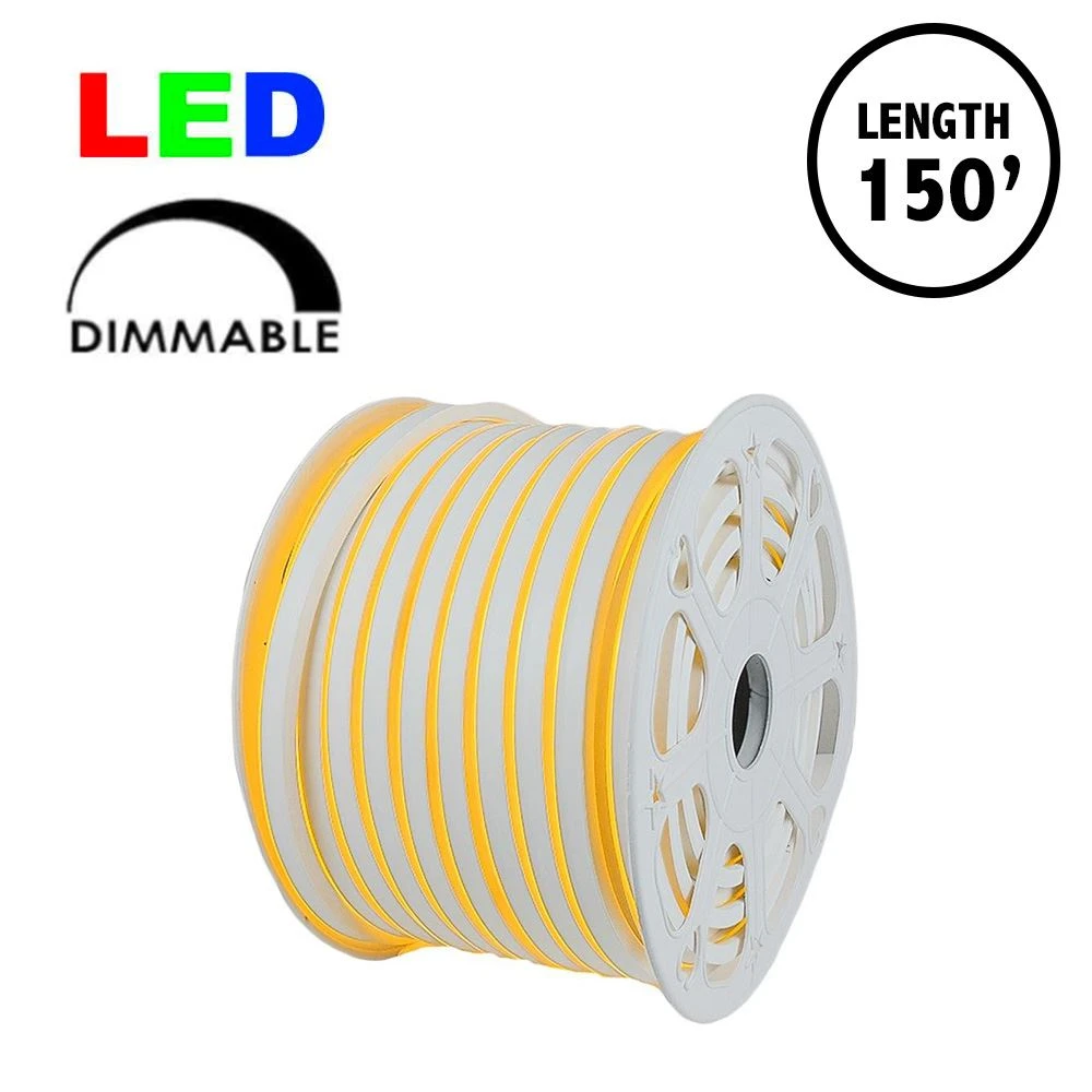 150 Ft Amber/Yellow LED Mini Neon Flex Rope Light Spool 120 Volt 1 150 Ft Amber/Yellow LED Mini Neon Flex Rope Light Spool 120 Volt