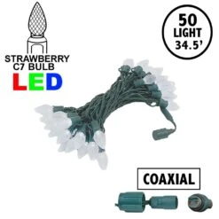 C7 Coaxial 50 LED Pure White 8" Spacing Green Wire