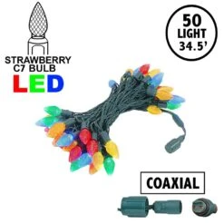 C7 Coaxial 50 LED Multi 8" Spacing Green Wire