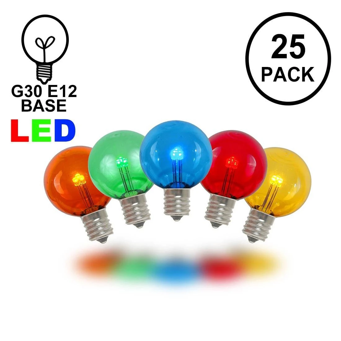 Multi - G30 Glass LED Replacement Bulbs - 25 Pack 1 Multi - G30 Glass LED Replacement Bulbs - 25 Pack