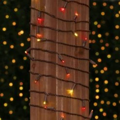 Commercial Grade Wide Angle 50 LED Yellow/Red/Orange 17' Long On Brown Wire -Christmas Lights Series 0034065 commercial grade wide angle 50 led yellowredorange 17 long on brown wire
