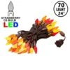 Yellow/Red/Orange 70 LED C6 Strawberry Mini Lights Commercial Grade On Brown Wire