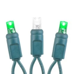 Commercial Grade Wide Angle 50 LED Green/Pure White White 25' Long On Green Wire -Christmas Lights Series 0034076 commercial grade wide angle 50 led greenpure white white 25 long on green wire