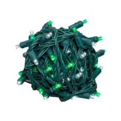 Commercial Grade Wide Angle 50 LED Green/Pure White White 25' Long On Green Wire -Christmas Lights Series 0034078 commercial grade wide angle 50 led greenpure white white 25 long on green wire