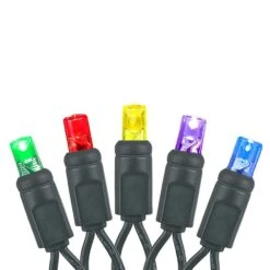 Commercial Grade Wide Angle 50 LED Rainbow Color 17' Long On Green Wire -Christmas Lights Series 0034083 commercial grade wide angle 50 led rainbow color 17 long on green wire