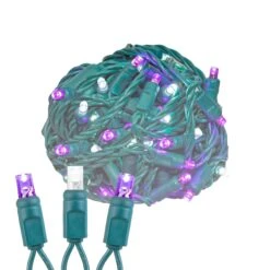 Commercial Grade Wide Angle 50 LED Purple/Pure White 25' Long On Green Wire -Christmas Lights Series 0034093 commercial grade wide angle 50 led purplepure white 25 long on green wire