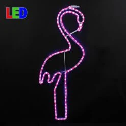36" Pink Flamingo LED Rope Light Motif