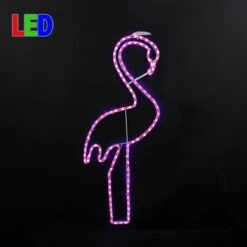 24" Pink Flamingo LED Rope Light Motif