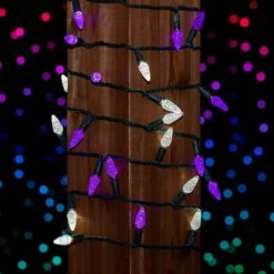 Purple And Pure White 70 LED C6 Strawberry Mini Lights Commercial Grade Green Wire -Christmas Lights Series 0034145 purple and pure white 70 led c6 strawberry mini lights commercial grade green wire