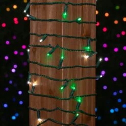Commercial Grade Wide Angle 50 LED Green/Pure White White 25' Long On Green Wire -Christmas Lights Series 0034146 commercial grade wide angle 50 led greenpure white white 25 long on green wire