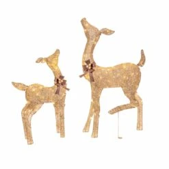 Pre-Lit Fawn With Doe Decoration Warm White LED 38 In. And 28 In. -Christmas Lights Series 0034163 pre lit fawn with doe decoration warm white led 38 in and 28 in
