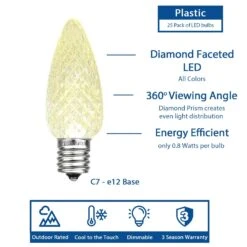 Warm White C7 LED Replacement Bulbs 25 Pack -Christmas Lights Series 0034320 warm white c7 led replacement bulbs 25 pack
