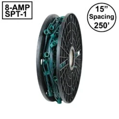 Novelty Lights C7 250 Spool 15" Spacing 8 Amp Green Wire