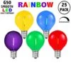 Rainbow Color LED G50 Plastic Filament LED Globe Bulbs - 25pk