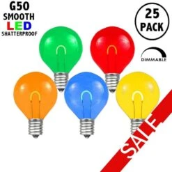 Multi Colored G50 U-Shaped LED Plastic Flex Filament Replacement Bulbs 25 Pack