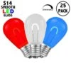 Red/White/Blue S14 U-Shaped LED Glass Flex Filament Replacement Bulbs 25 Pack