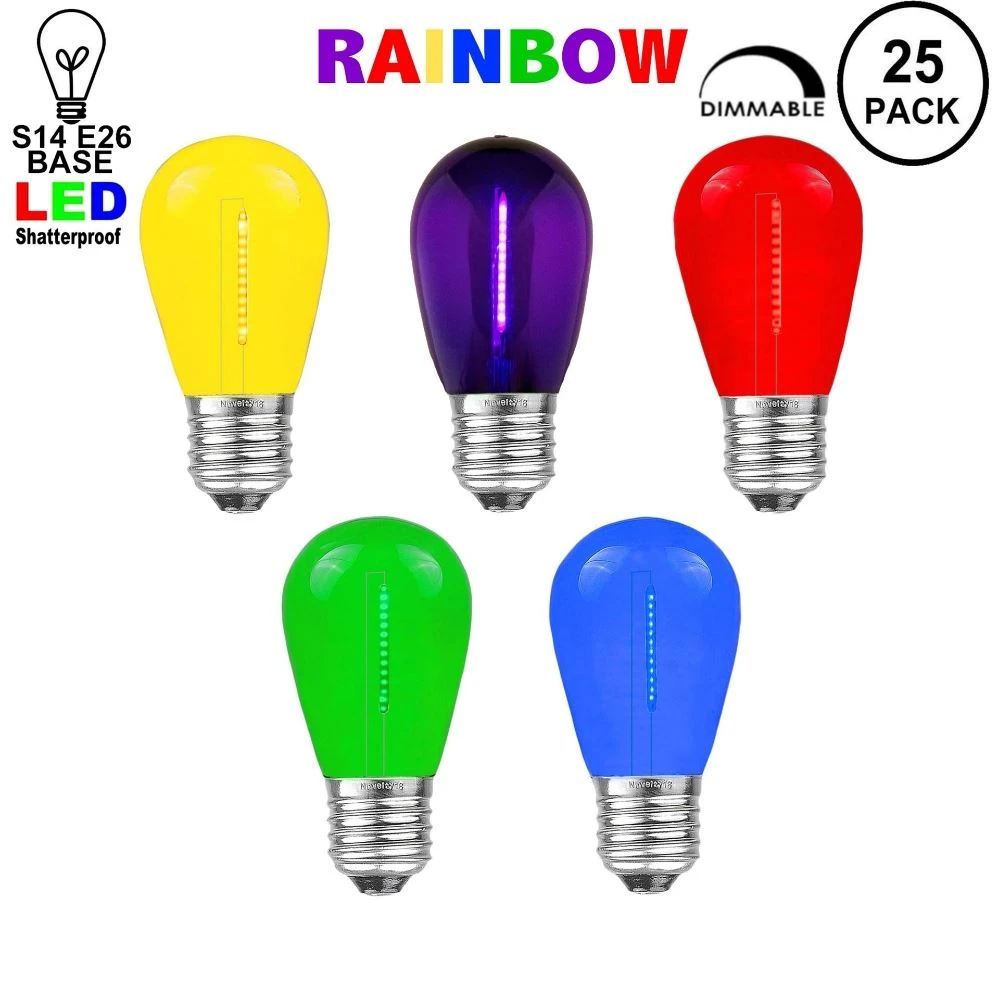 Rainbow S14 LED Plastic Filament Medium Base E26 Bulbs - 25pk 1 Rainbow S14 LED Plastic Filament Medium Base E26 Bulbs - 25pk