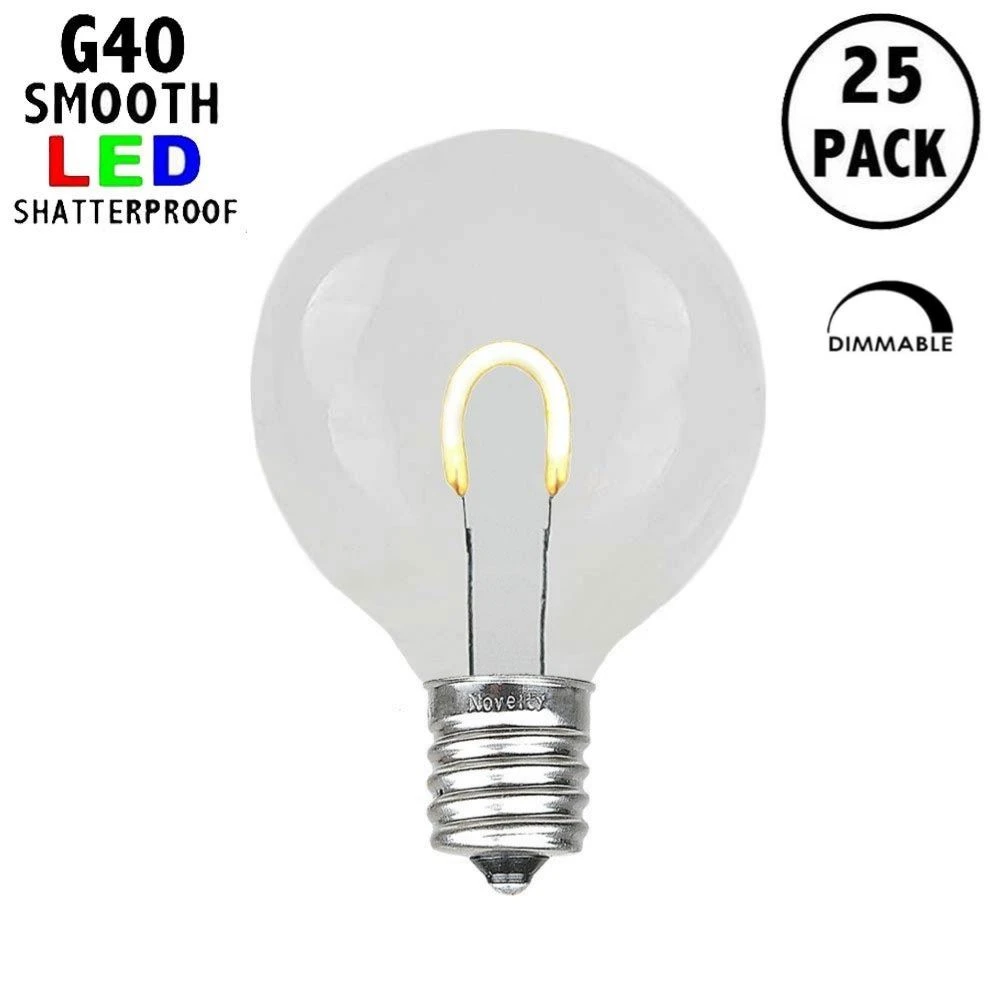 Warm White G40 U-Shaped LED Plastic Flex Filament Replacement Bulbs 25 Pack 1 Warm White G40 U-Shaped LED Plastic Flex Filament Replacement Bulbs 25 Pack