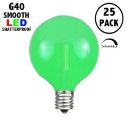 Green - G40 - Plastic Filament LED Replacement Bulbs - 25 Pack