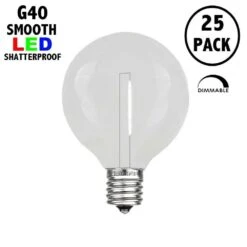 Pure White - G40 - Plastic Filament LED Replacement Bulbs - 25 Pack