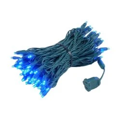 Commercial Grade Wide Angle 100 LED Blue 50' Long On Green Wire -Christmas Lights Series 0034487 commercial grade wide angle 100 led blue 50 long on green wire