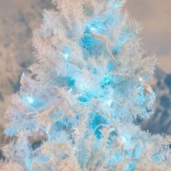 Commercial Grade Wide Angle 50 LED Teal 25' Long On White Wire -Christmas Lights Series 0034493 commercial grade wide angle 50 led teal 25 long on white wire