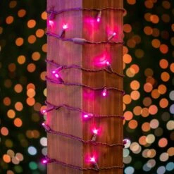 Commercial Grade Wide Angle 50 LED Pink 25' Long On Brown Wire -Christmas Lights Series 0034503 commercial grade wide angle 50 led pink 25 long on brown wire